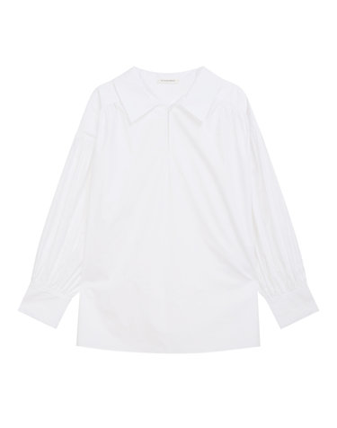[BY MALENE BIRGER] 화이트 단색 면 긴팔블라우스