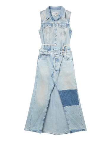 [MM6 MAISON MARGIELA] 블루 워싱 면 민소매원피스