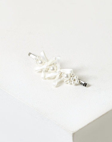 [시즌오프][SIMONE ROCHA] 화이트 리본장식 헤어핀