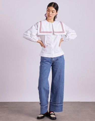 [DAMSON MADDER] 블루 워싱 면 데님팬츠