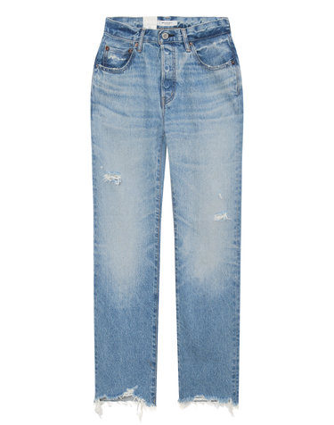 [MOUSSY VINTAGE] 블루 데미지장식 면 데님팬츠