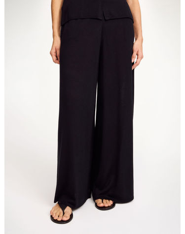 [시즌오프][BY MALENE BIRGER] 블랙 단색 울혼방 밴딩팬츠