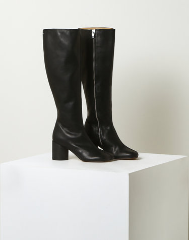 [시즌오프][MM6 MAISON MARGIELA] 블랙 단색 소가죽 롱부츠