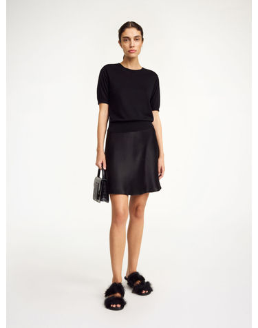 [BY MALENE BIRGER] 블랙 단색 울혼방 반팔니트