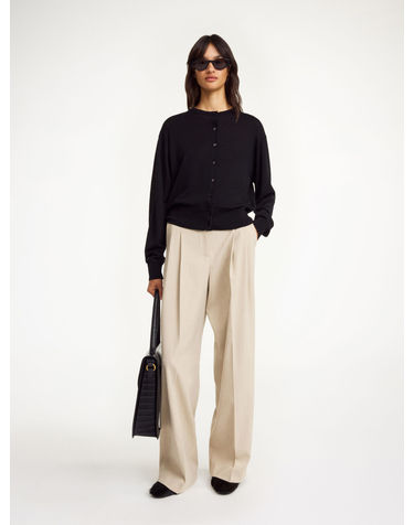 [BY MALENE BIRGER] 블랙 단색 울혼방 가디건