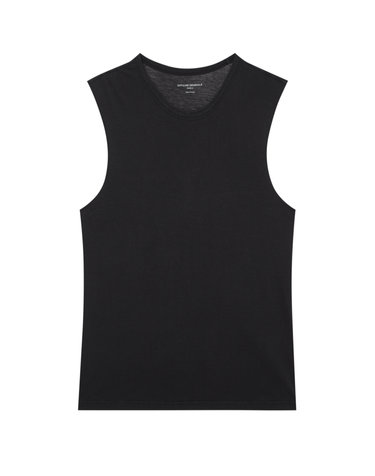 [OFFICINE GENERALE] 블랙 멜란지 면혼방 민소매티셔츠