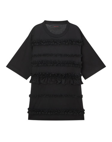 [Simone Rocha] 블랙 프릴장식 면 5부소매티셔츠