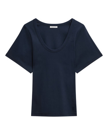 [BY MALENE BIRGER] 네이비 단색 면혼방 반팔티셔츠