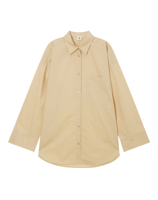 라움 여성 [BY MALENE BIRGER] 베이지 패턴 면 긴팔블라우스 진한 베이지 착용컷