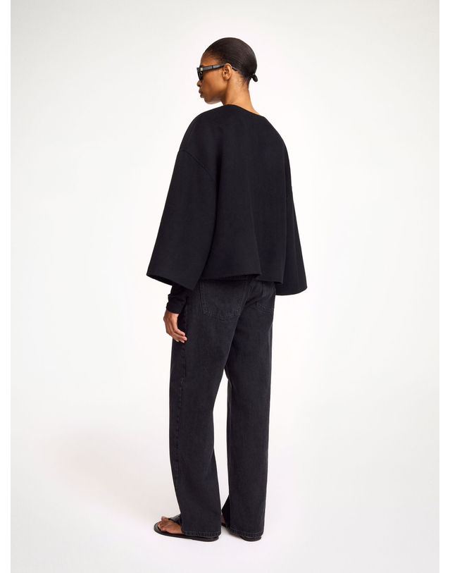 라움 여성 [BY MALENE BIRGER] 블랙 포켓배색 울 자켓 착용컷