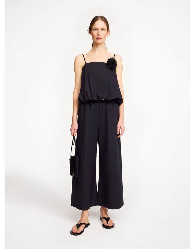 라움 여성 [BY MALENE BIRGER] 블랙 단색 면 밴딩팬츠 착용컷