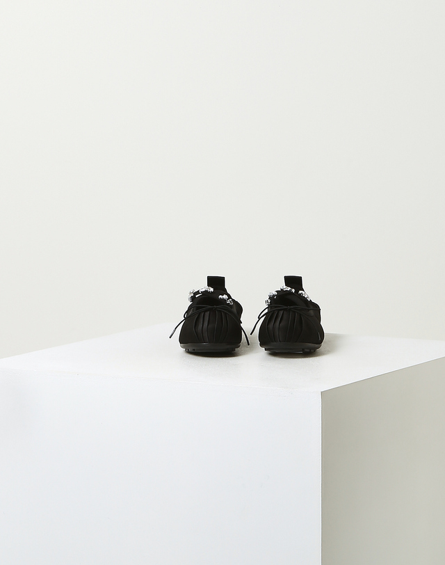 라움 여성 [Simone Rocha] 블랙 비즈장식 가죽 플랫슈즈 착용컷