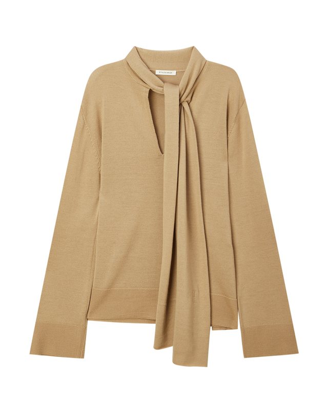라움 여성 [BY MALENE BIRGER] 베이지 단색 울 니트 착용컷