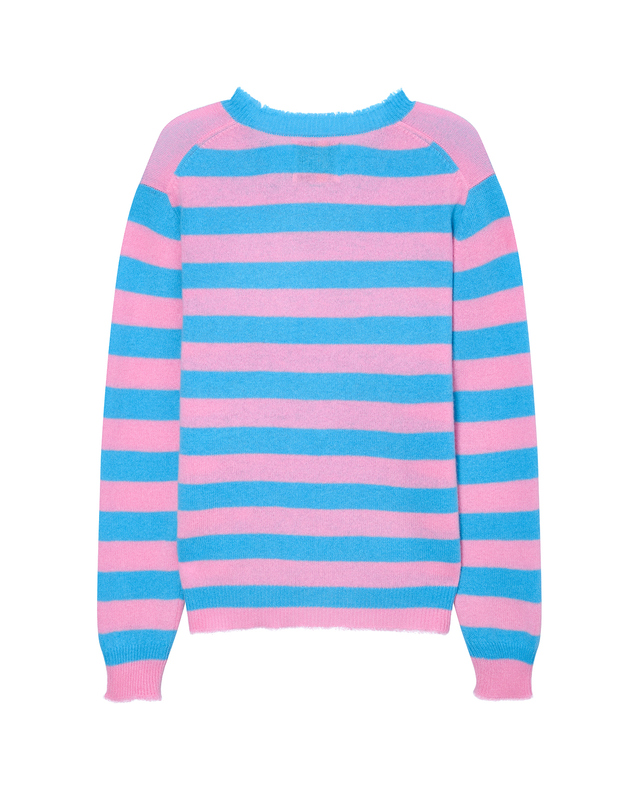 라움 여성 [Jumper1234] 블루 스트라이프 캐시미어 니트 MULTI COLOR 착용컷