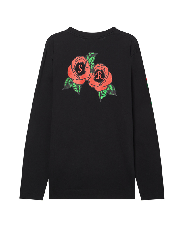 라움 여성 [Simone Rocha] 블랙 프린트배색 면 긴팔티셔츠 착용컷