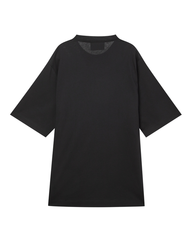 라움 여성 [Simone Rocha] 블랙 프릴장식 면 5부소매티셔츠 착용컷
