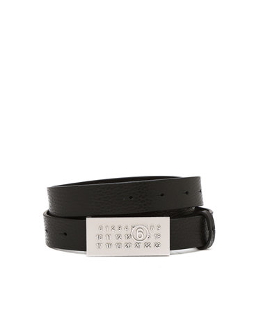 [MM6 MAISON MARGIELA] 블랙 양각로고 소가죽 벨트