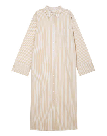 [시즌오프][BY MALENE BIRGER] 베이지 스트라이프 면 긴팔원피스
