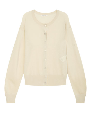 [시즌오프][BY MALENE BIRGER] 크림 로고자수 울혼방 가디건