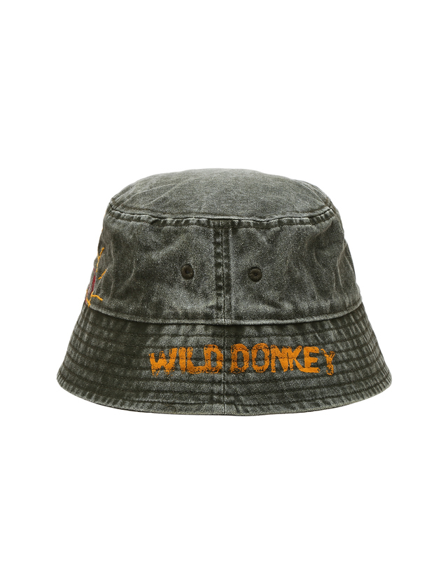 라움 여성 [WILD DONKEY] 다크카키 로고프린트 면 버킷햇 진한 카키 착용컷