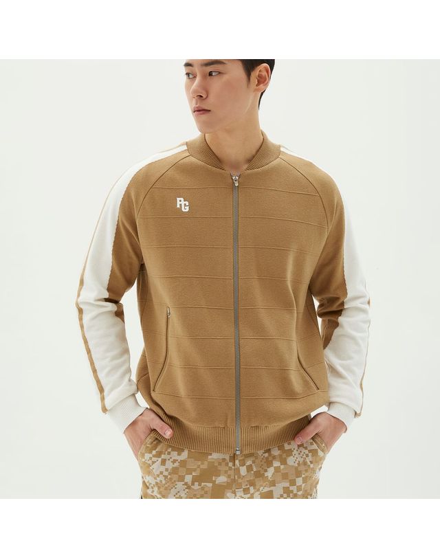 파리게이츠 남성 컬러 블록 방풍 집업 가디건 착용컷