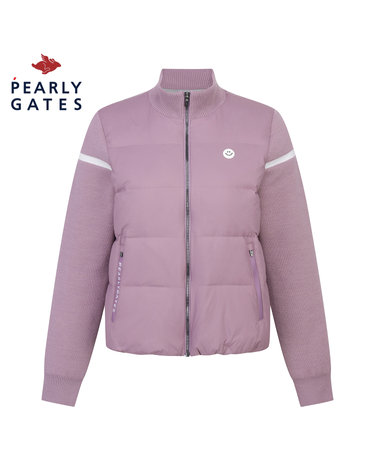 [방풍] 여성 배색 스마일 구스다운 블록 집업 가디건