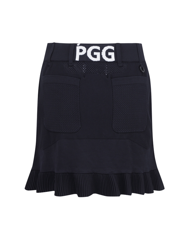 파리게이츠 PGG 여성 프릴 펀칭 우븐 믹스 스커트 착용컷