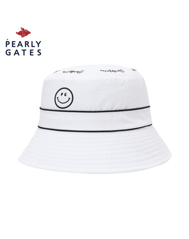 여성 스마일 체크 리본 버킷햇