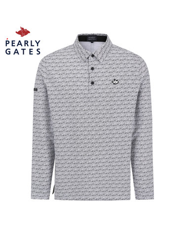 남성 옵아트 로고 패턴 카라 긴팔티셔츠