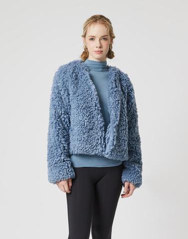 HOFF FAKE FUR SHORT JACKET (SAW2JK02) (BLUE)