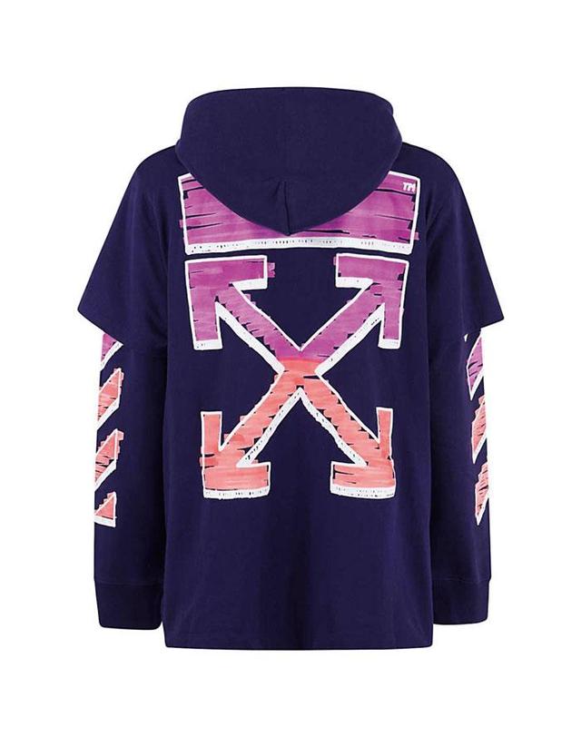 오프화이트 OFF WHITE 오프 화이트 후드티 OMBB051R21FLE002 4632 PURPLE /후드티 착용컷