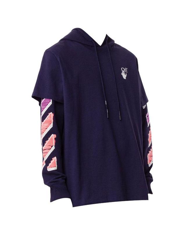 오프화이트 OFF WHITE 오프 화이트 후드티 OMBB051R21FLE002 4632 PURPLE /후드티 착용컷