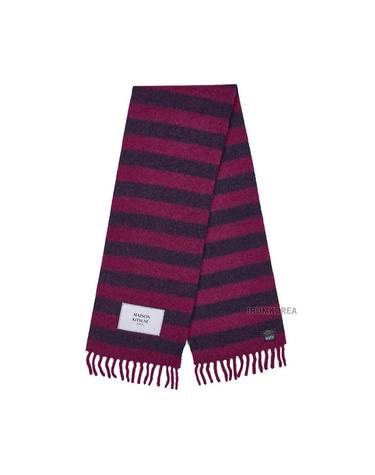 [메종 키츠네] 로고 패치 스트라이프 머플러 LW06202WA0019 GRAPE/IB