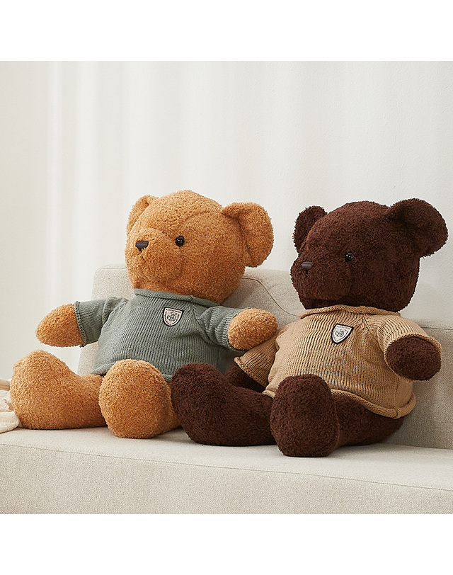 이솔홈 니트곰 대형 곰인형 봉제 애착 동물 선물 바디필로우 착용컷