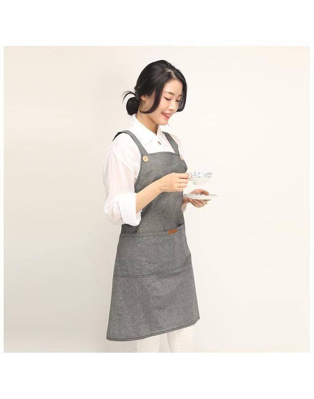 이솔홈 이솔홈 청해지 데님 앞치마 (FREE) 2color 착용컷