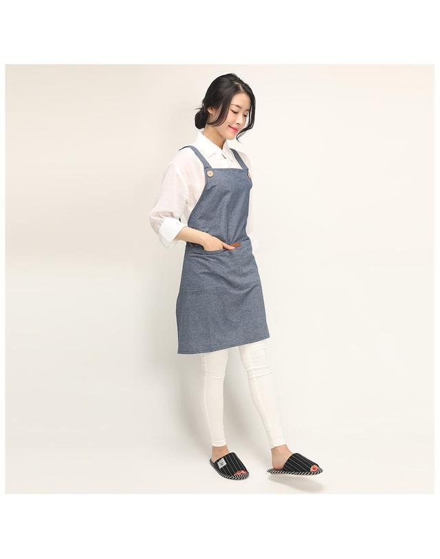 이솔홈 이솔홈 청해지 데님 앞치마 (FREE) 2color 착용컷