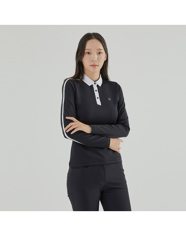 여성 엠보 조직감 배색 카라 티셔츠 RWTYL7151-199