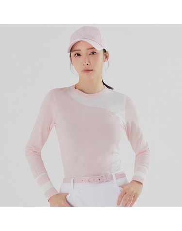 여성 컬러 블럭 포인트 라운드넥 니트 RWSRL5204-411
