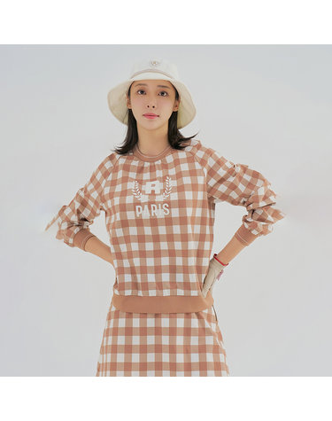 여성 체크 라운드넥 우븐 아노락 점퍼 RWJUM7304-510