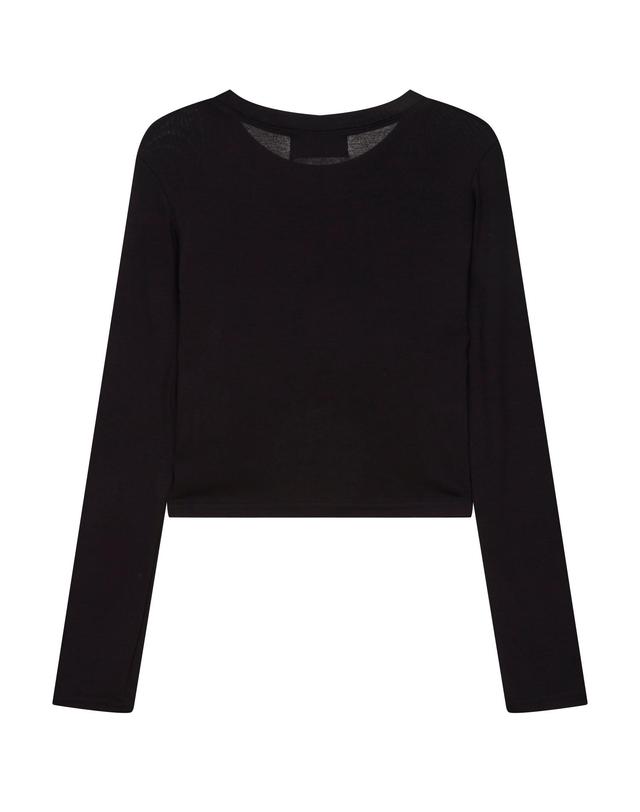 엠오엠씨피츠 롱 슬리브 크롭 티셔츠 블랙 (LONG SLEEVE CROP T-SHIRTS BLACK) 착용컷