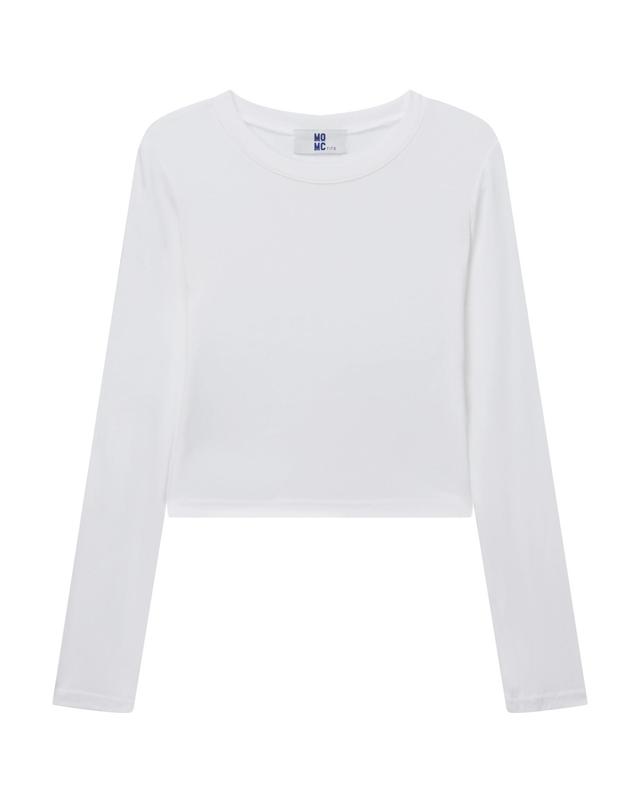 엠오엠씨피츠 롱 슬리브 크롭 티셔츠 아이보리 (LONG SLEEVE CROP T-SHIRTS IVORY) 착용컷
