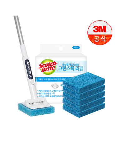 [3M]크린스틱 뉴올인원 욕실청소용 롱핸들+리필 6입