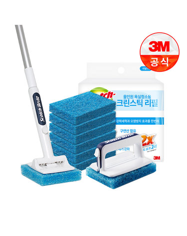 [3M]크린스틱 뉴올인원 욕실청소용 핸들+롱핸들+리필8입