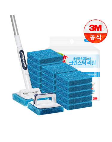 [3M]크린스틱 뉴올인원 욕실청소용 핸들+롱핸들+리필18입