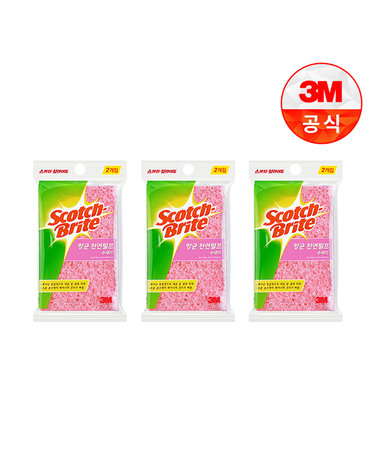 [3M]항균 천연펄프 스폰지 수세미 2입(일반세척용) 3개세트