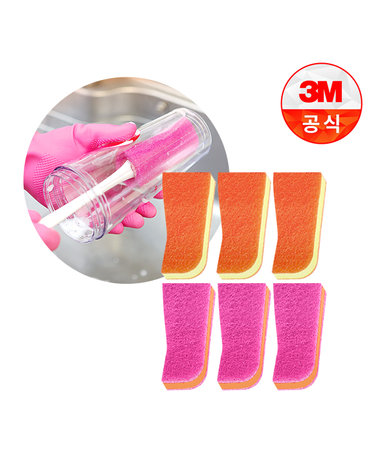 [3M]보틀 수세미용 리필_플라스틱용(1입) 3개+스테인레스용(1입) 3개