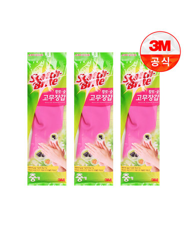 [3M]황토숯 일반형 고무장갑(중) 3개세트