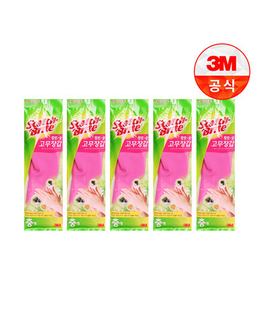 [3M]황토숯 일반형 고무장갑(중) 5개세트