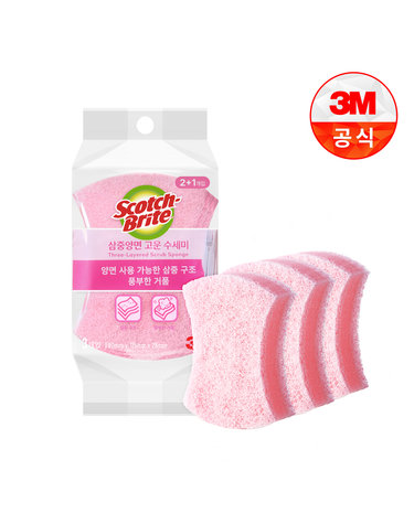 [3M]삼중양면 고운 수세미 2+1입