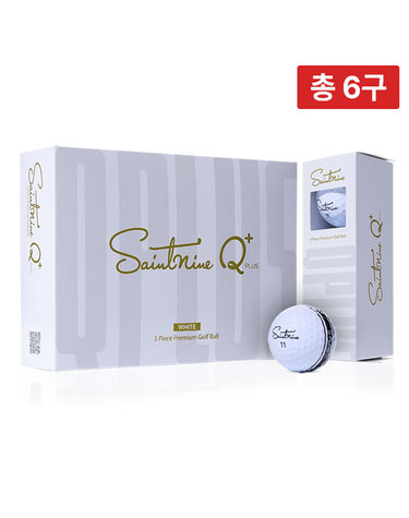 세인트나인 NEW Q플러스 2.0 비공인 고반발 3피스 골프공 6구 유광 퍼팅라인 골프볼